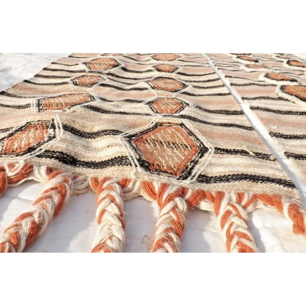 2 Creative Co-Op Cotton Tufted Kilim Floor Runner w/Braided Tassels - 2' x 8' ea